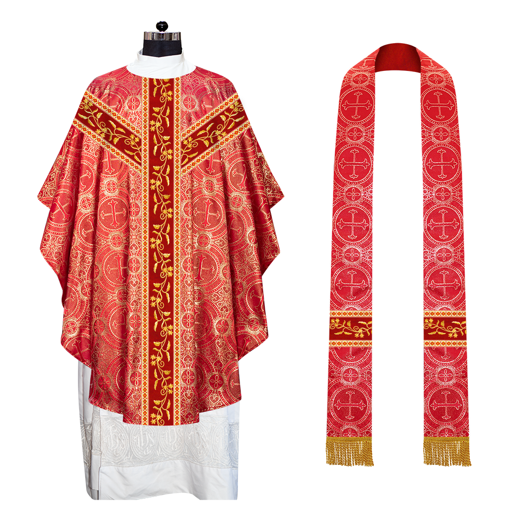 Gothic Chasuble Vestments With Floral Design and Trims