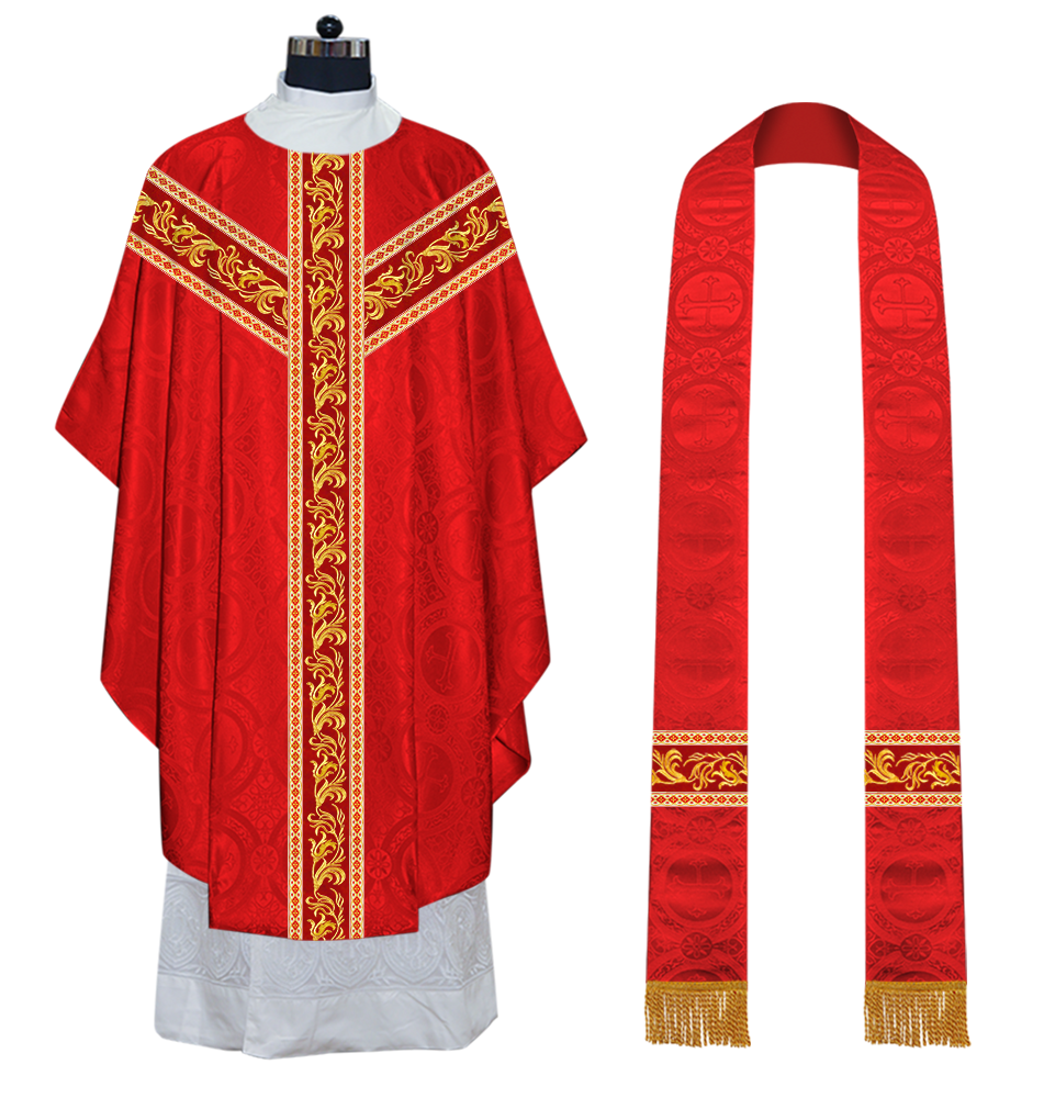 Gothic Chasuble Vestments With Ornate Embroidery And Trims