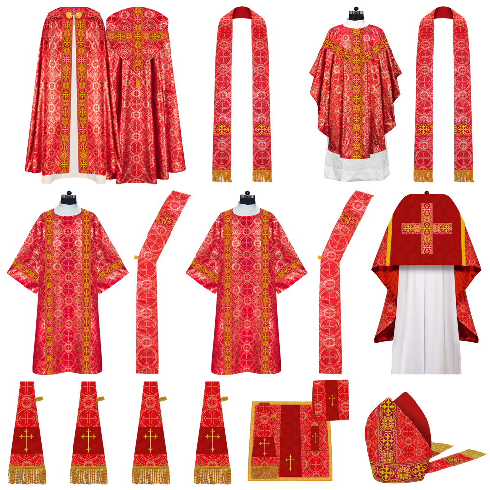 Gothic Highline Mass set Vestments with Adorned Woven Braids