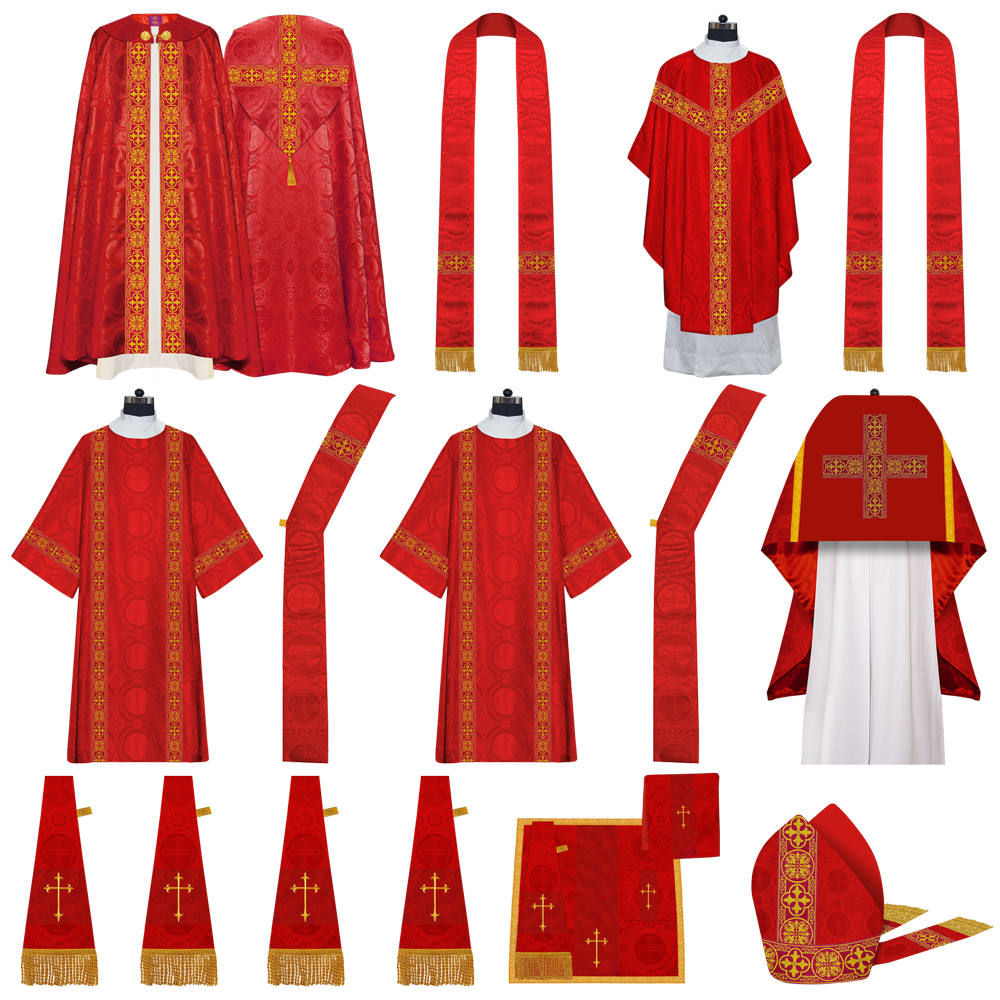 Gothic Highline Mass set Vestments with Adorned Woven Braids