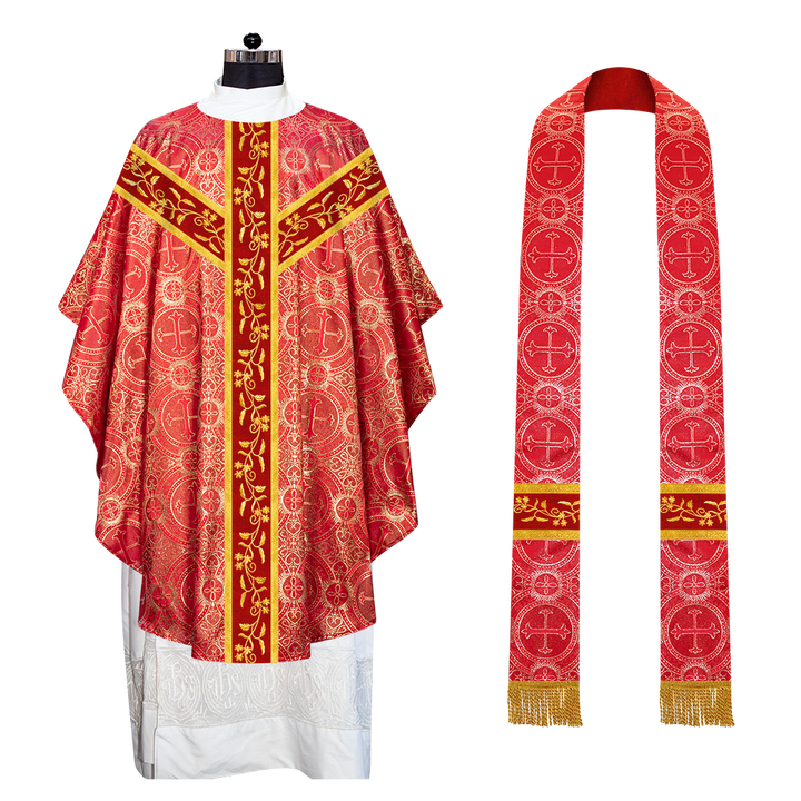 Gothic chasuble Vestment with Floral Design