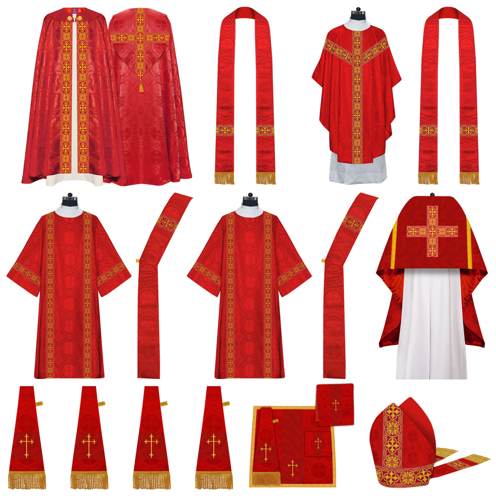 Gothic Highline Mass set Vestments with Adorned Woven Braids