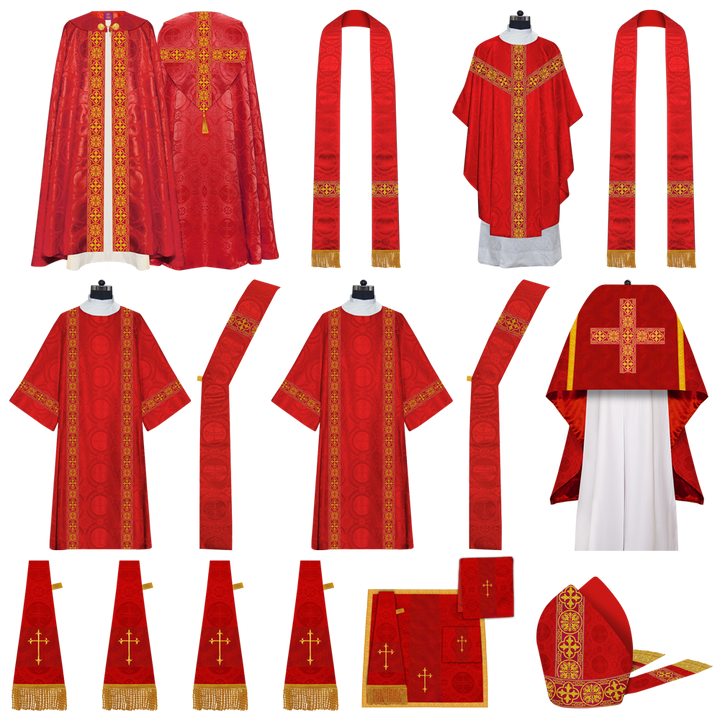 Gothic Highline Mass set Vestments with Adorned Woven Braids