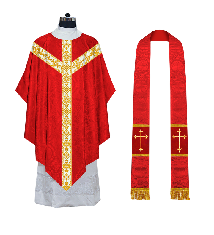 Pugin Chasuble with Braided Orphrey