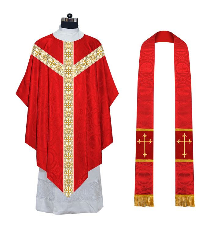 Pugin Chasuble with Braided Orphrey