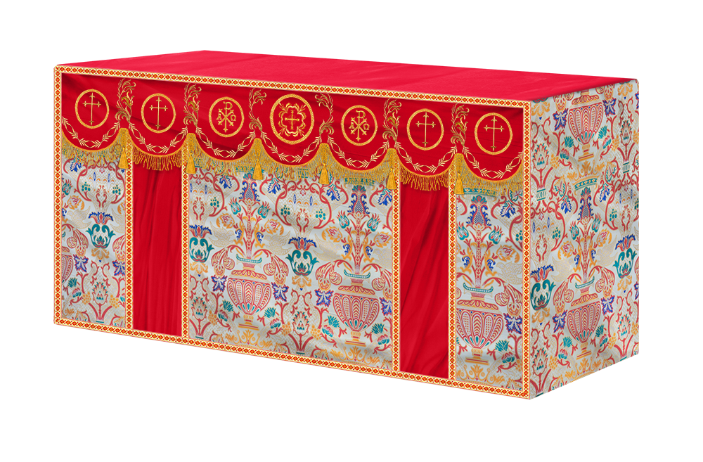 Traditional Tapestry Altar Cloth with Embroidery Details