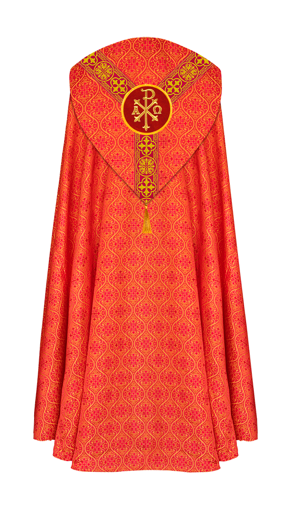 Gothic Cope Vestment with Y Type Braided Trims and Motifs