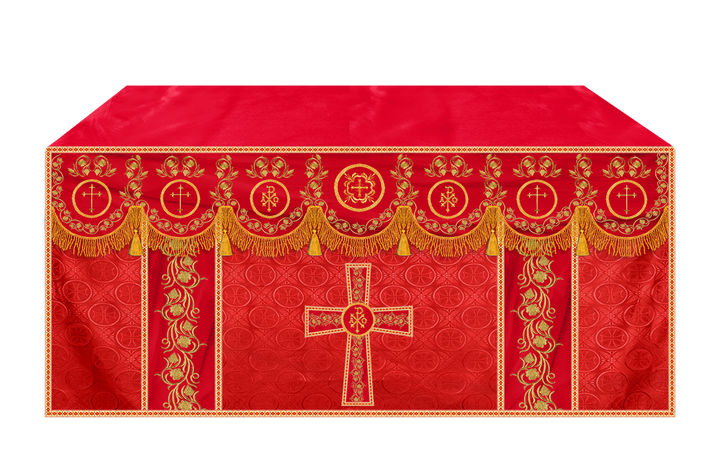 Embroidered Altar Cloth Embellished with Spiritual Motifs
