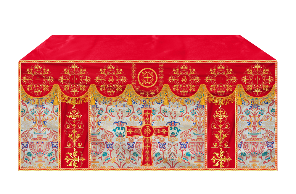 Liturgical Tapestry Altar Cloth with a Fine Embroidered Motif