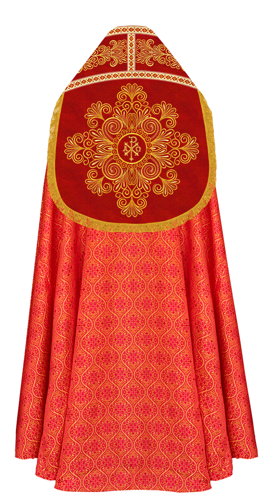 Roman Cope Vestment with Spiritual Motif and Adorned Embroidery