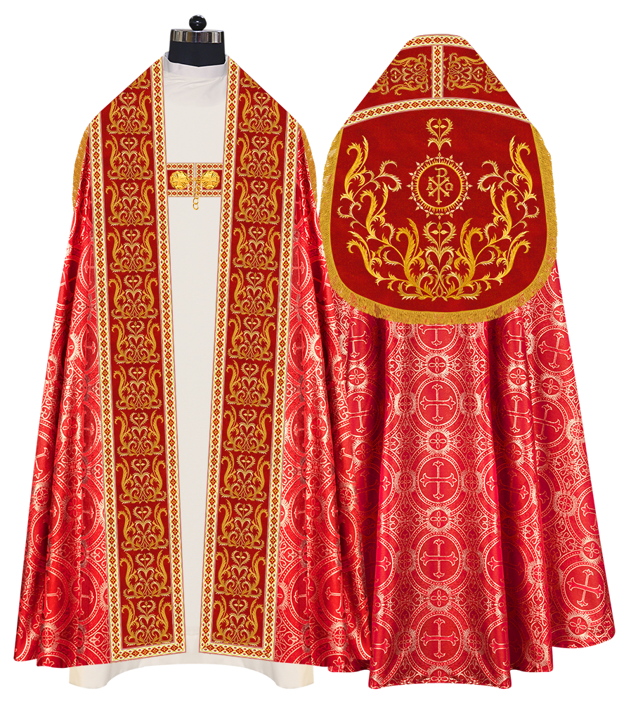 Roman Cope Vestment with Braid Embroidered Orphrey