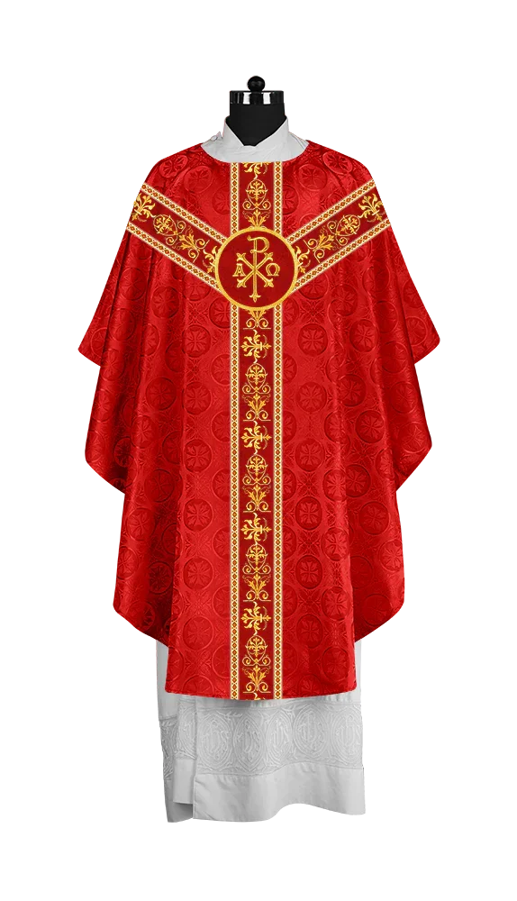 Elegant Gothic Chasuble with Embroidered Motif & Y-type Orphrey