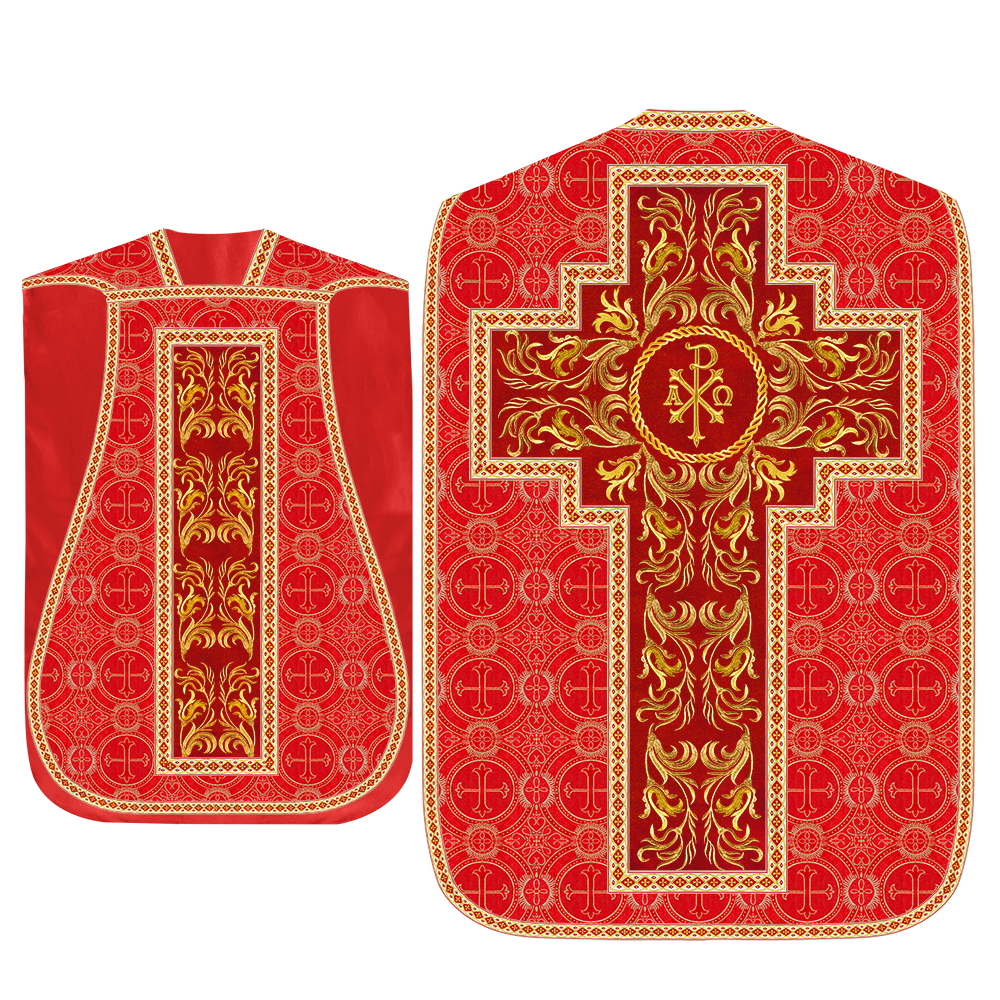 Roman Chasuble Vestment With Woven Braids and Trims