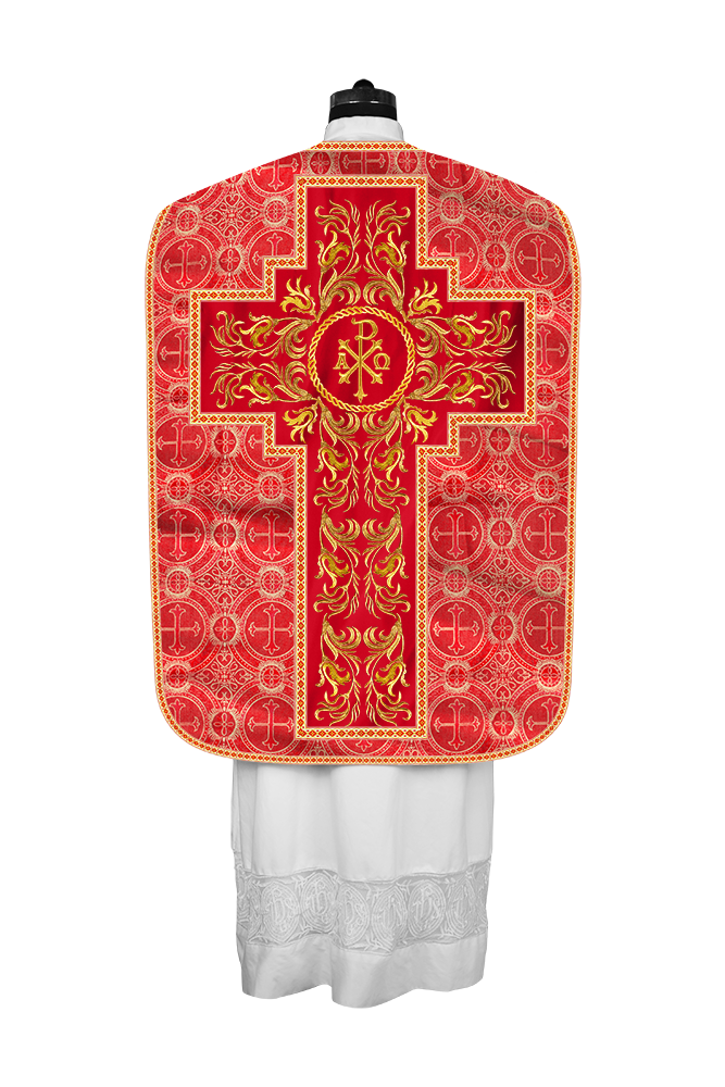 Roman Chasuble Vestment With Woven Braids and Trims