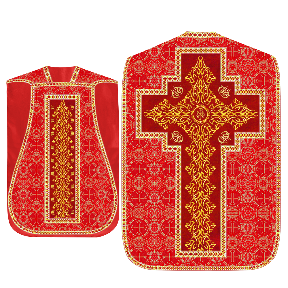 Set of Four Roman Chasuble with Embroidered Trims