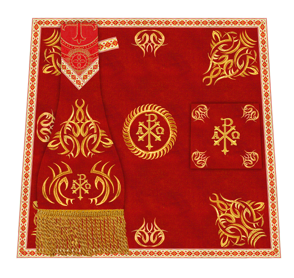 Borromean Chasuble Vestment With Braided Orphrey and Trims