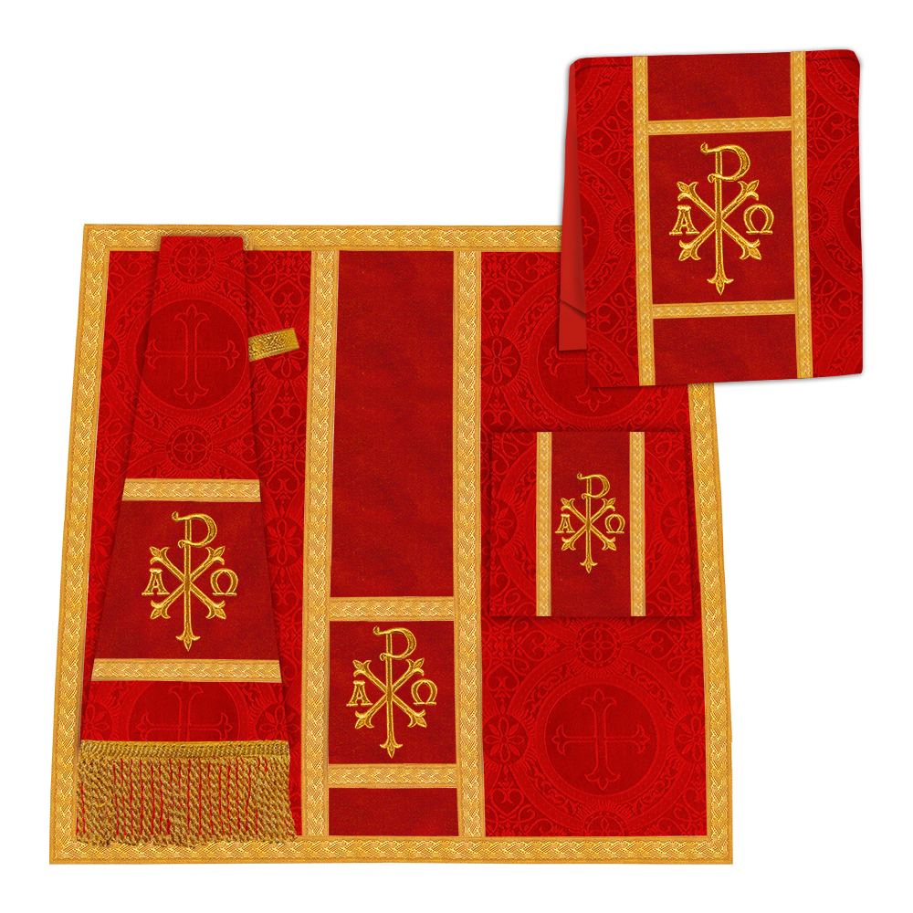 Gothic Cope Vestment with Cross type Braided Trims and motif