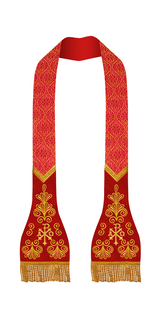 SET OF 4 ROMAN STOLE WITH LITURGICAL MOTIF