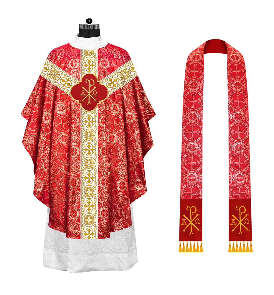 Gothic Chasuble with Embroidered Motif and Orphrey