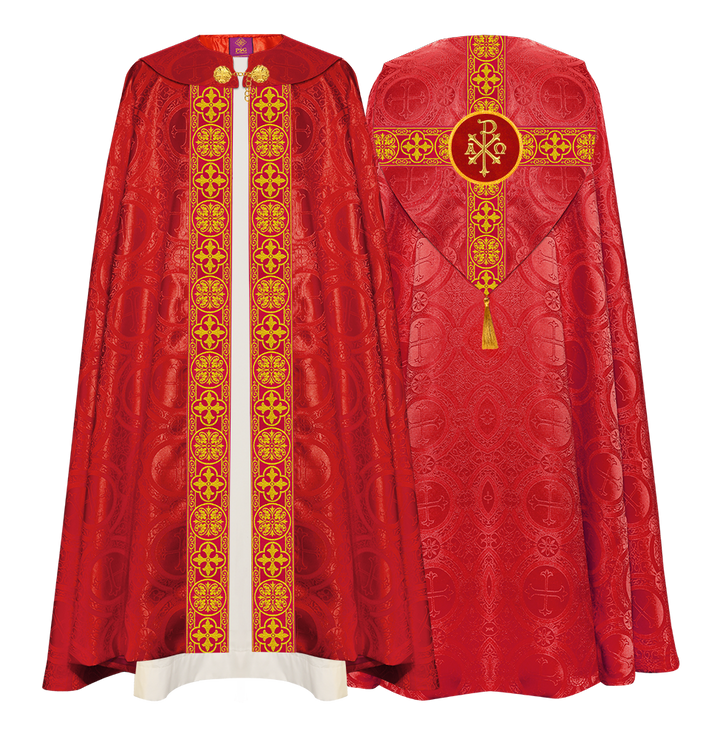 Gothic Cope Vestment with Cross type Braided Trims and motif