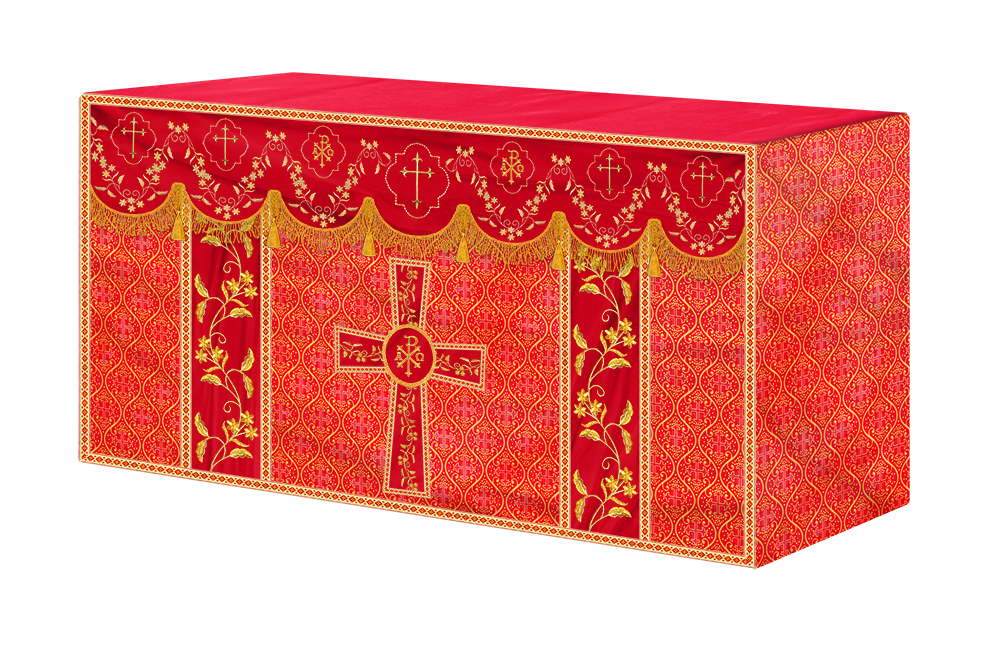 Altar Table Cloth With Floral Embroidery trims