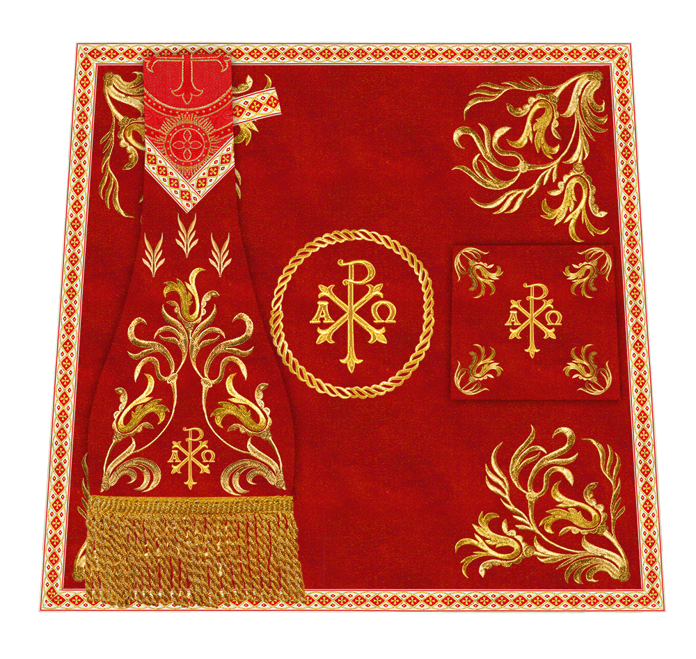 Set of Four Liturgical Embroidery Roman Chasubles