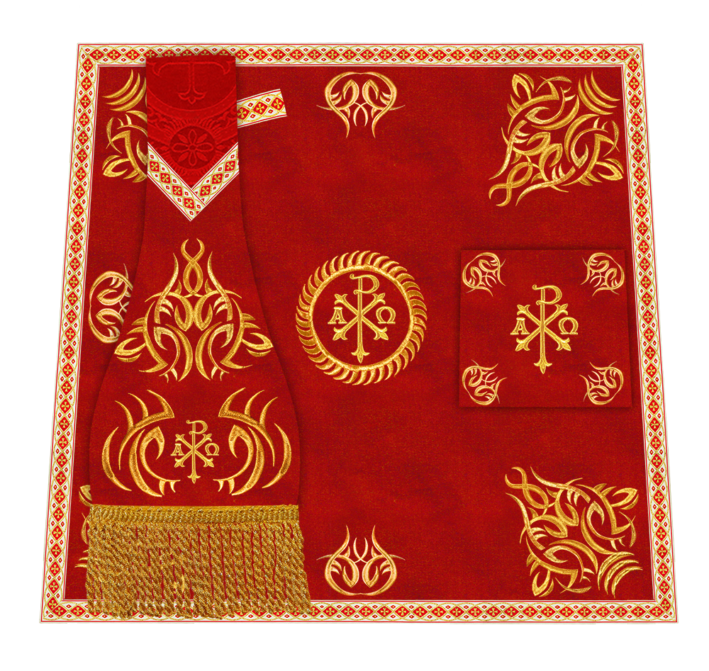 Set of Four Roman Chasuble with Embroidered Trims