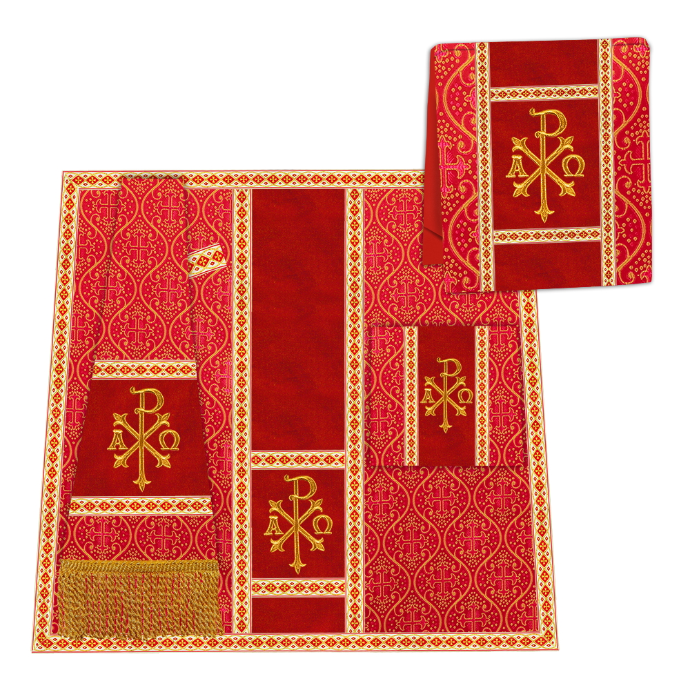 Gothic Chasuble with Embroidered Motif and Plain Orphrey