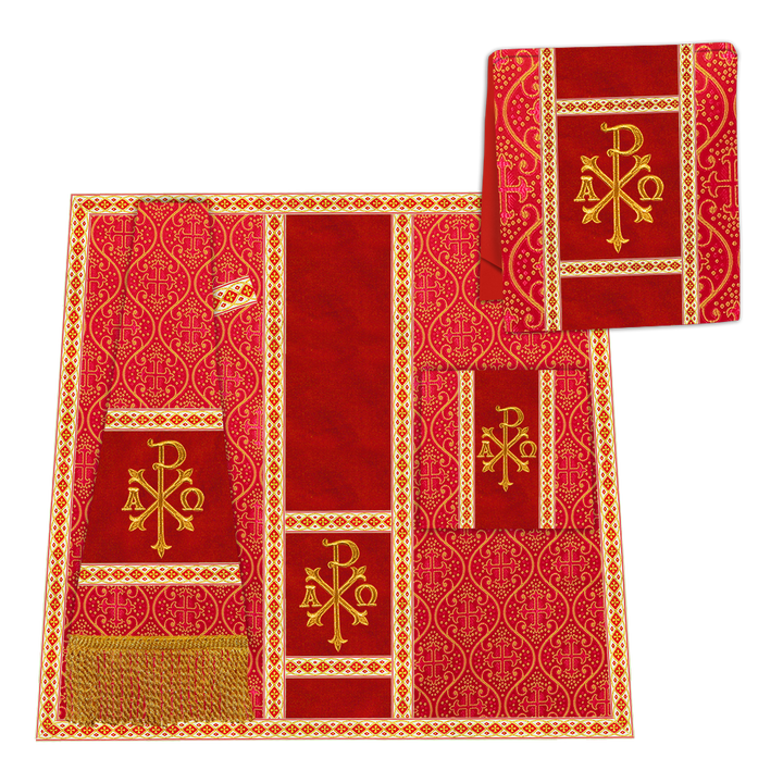 Gothic Chasuble with Embroidered Motif and Plain Orphrey