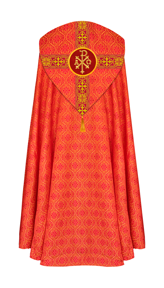 Gothic Cope Vestment with Cross type Braided Trims and motif