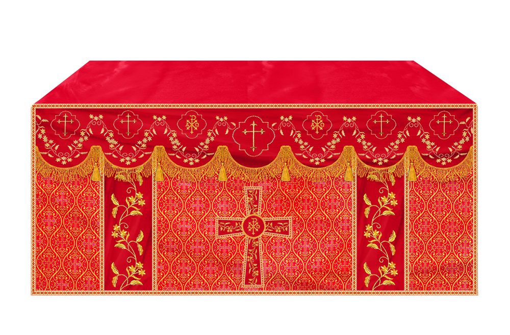 Altar Table Cloth With Floral Embroidery trims