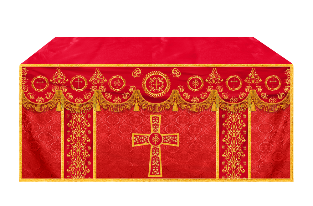 Liturgical Altar Table Cloth with Elegant Embroidery Trims