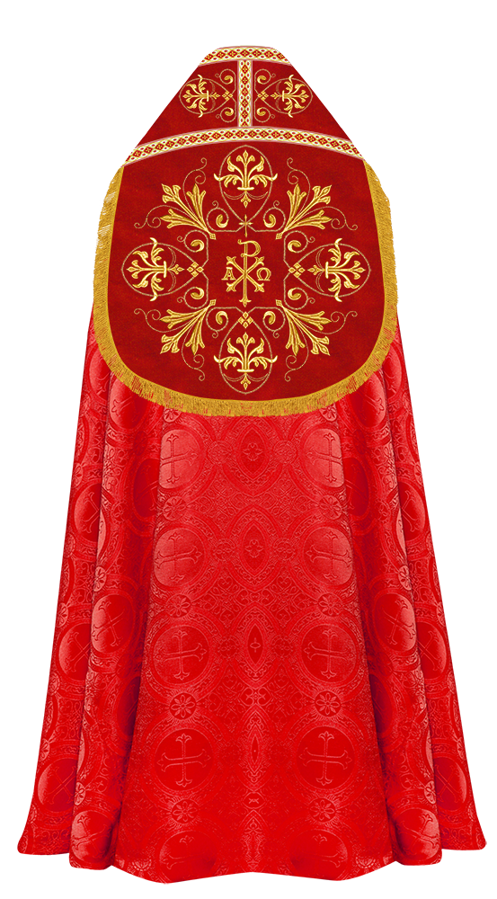 Embroidered Roman Cope Vestment with Braided Trims