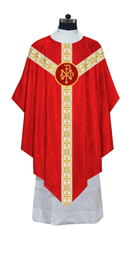 Traditional Pugin Style Chasuble Adorned with White Braids