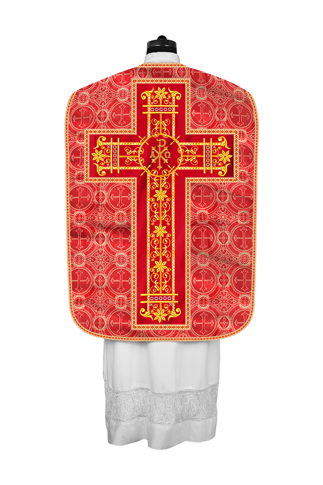 Roman Chasuble Vestment Enhanced With Orphrey and Trims
