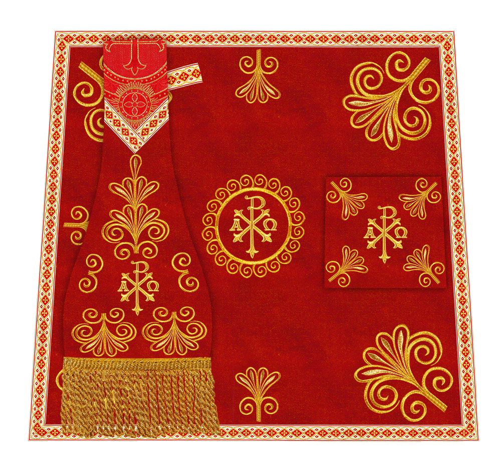 Roman Chasuble Vestment enriched With Coloured Braids and Trims