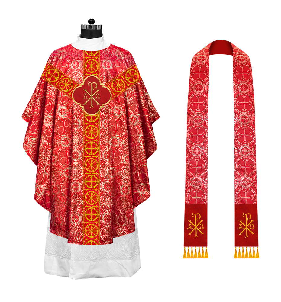 Gothic Chasuble Vestment with Y type braided orphrey