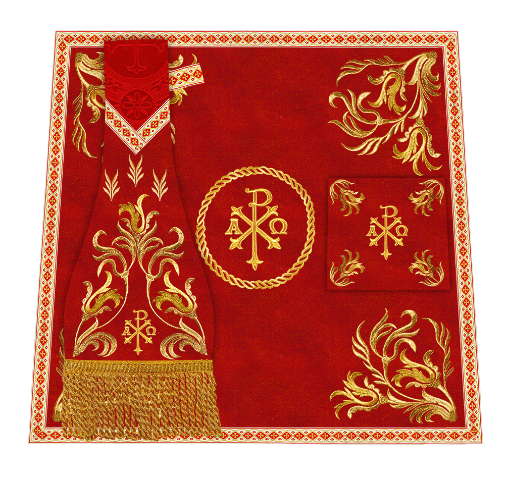 Set of Four Liturgical Embroidery Roman Chasubles