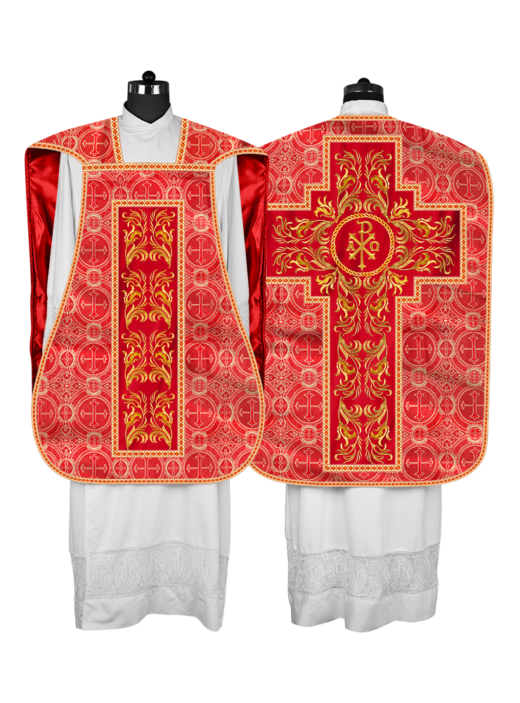 Roman Chasuble Vestment With Woven Braids and Trims
