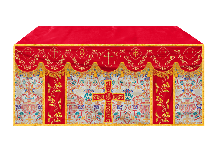 Floral Embroidery Tapestry Altar Cloth with motif