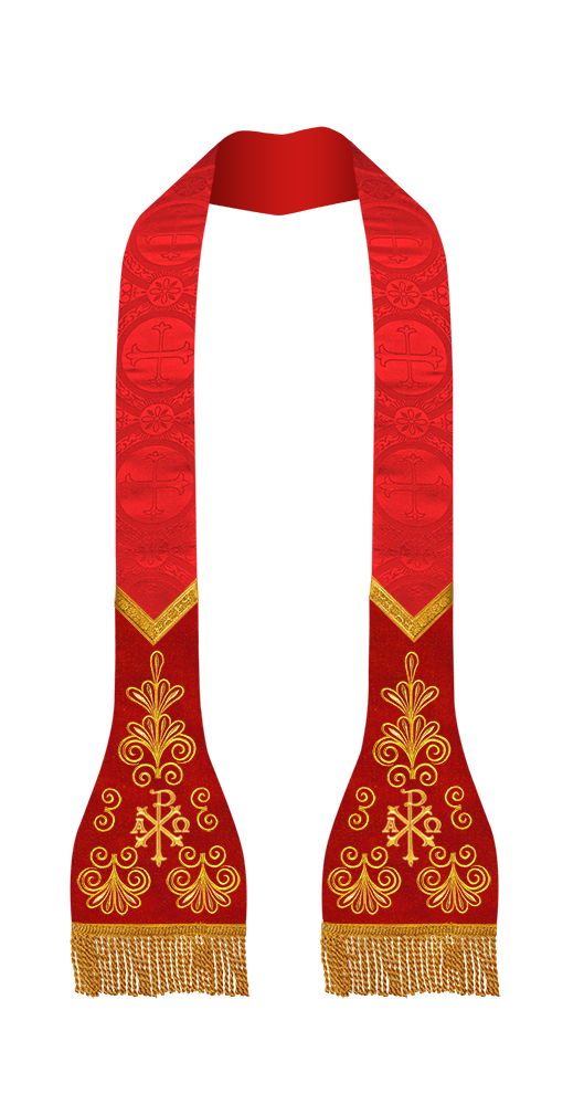 SET OF 4 ROMAN STOLE WITH LITURGICAL MOTIF