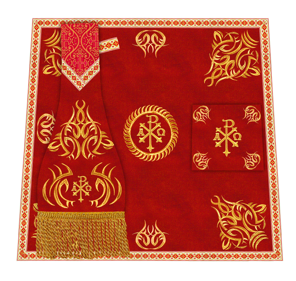 Set of Four Roman Chasuble with Embroidered Trims