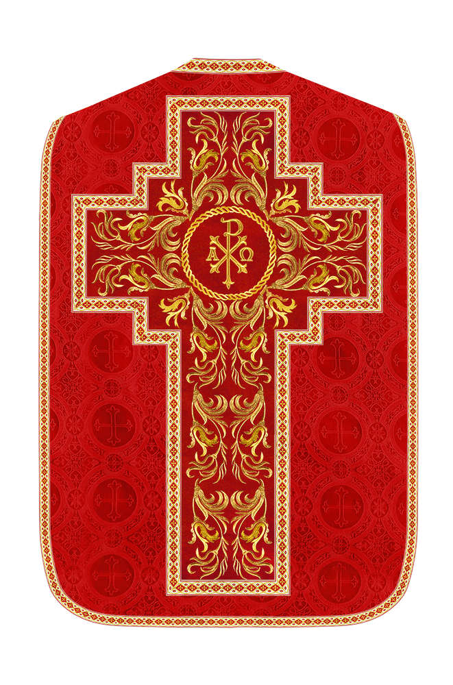 Roman Chasuble Vestment With Woven Braids and Trims