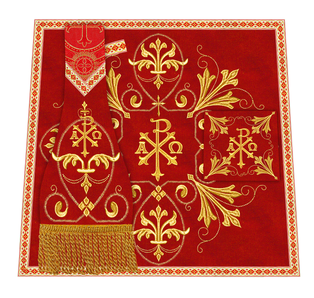 Set of Four Catholic Roman Chasuble with Spiritual Motif