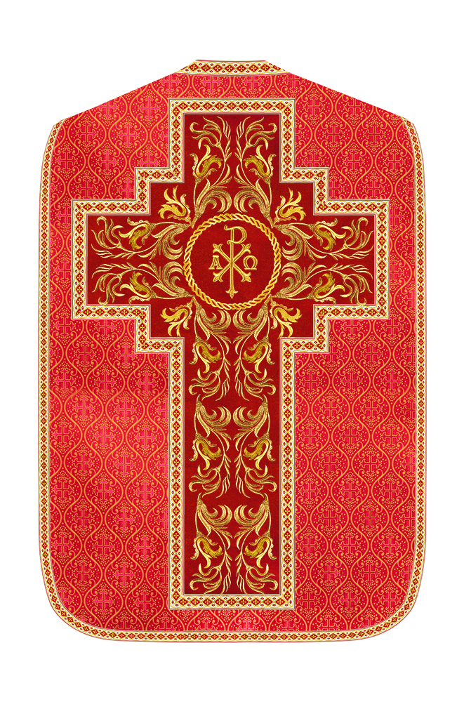 Roman Chasuble Vestment With Woven Braids and Trims