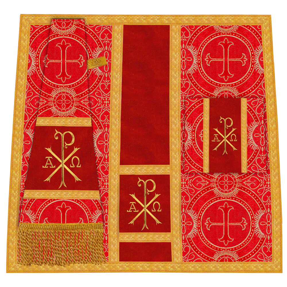 Roman Chasuble Vestment with Spiritual Motif and Ornate Braids