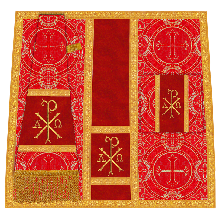 Roman Chasuble Vestment with Spiritual Motif and Ornate Braids