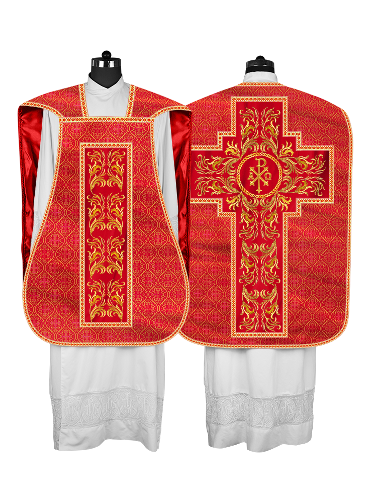 Roman Chasuble Vestment With Woven Braids and Trims