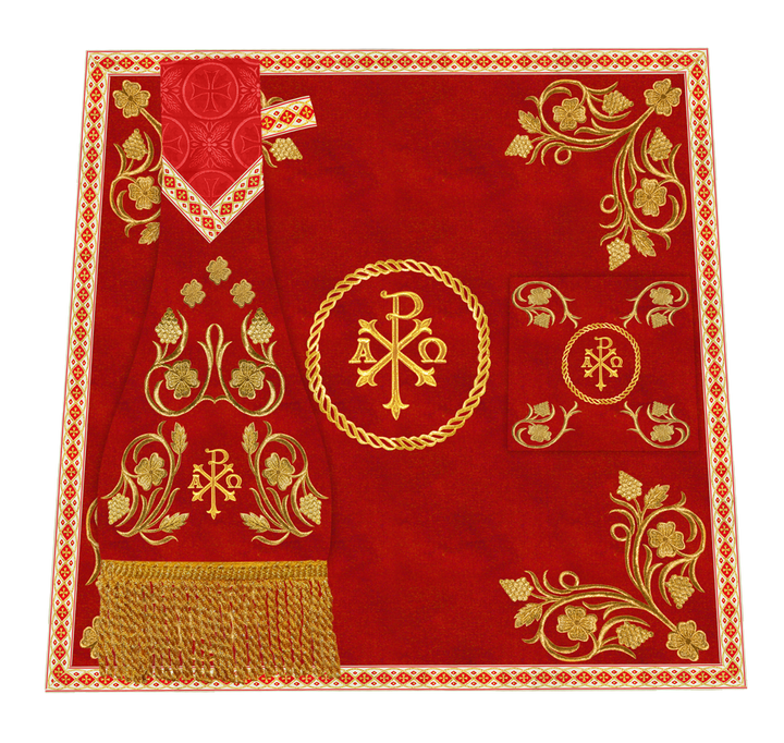 Embroidered Altar Cloth Embellished with Spiritual Motifs