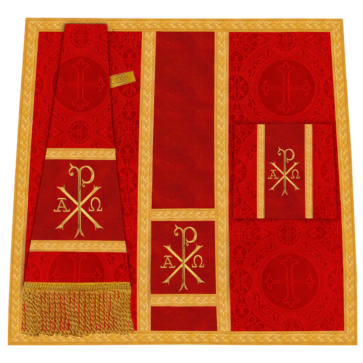 Roman Chasuble Vestment with Spiritual Motif and Ornate Braids